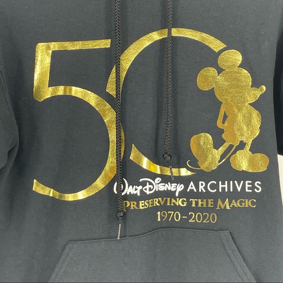 WALT DISNEY ARCHIVES 50TH ANNIVERSARY BLACK GOLD PULLOVER HOODIE SWEATSHIRT SMAL - Picture 3 of 8
